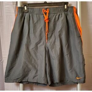Nike‎ Swim Shorts Mens Large Grey Inner Lined Drawstring Trunks